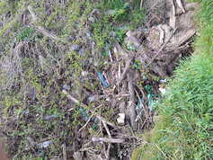 nános odpadu na břehu Husího potoka