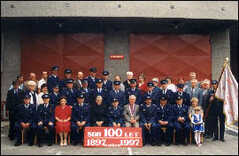 100 let hasičského sboru v Pustějově - před zbrojnicí